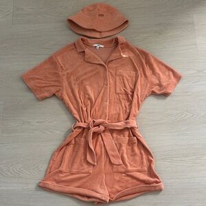 Vans Coral Terry Cloth Jumpsuit and Hat Set